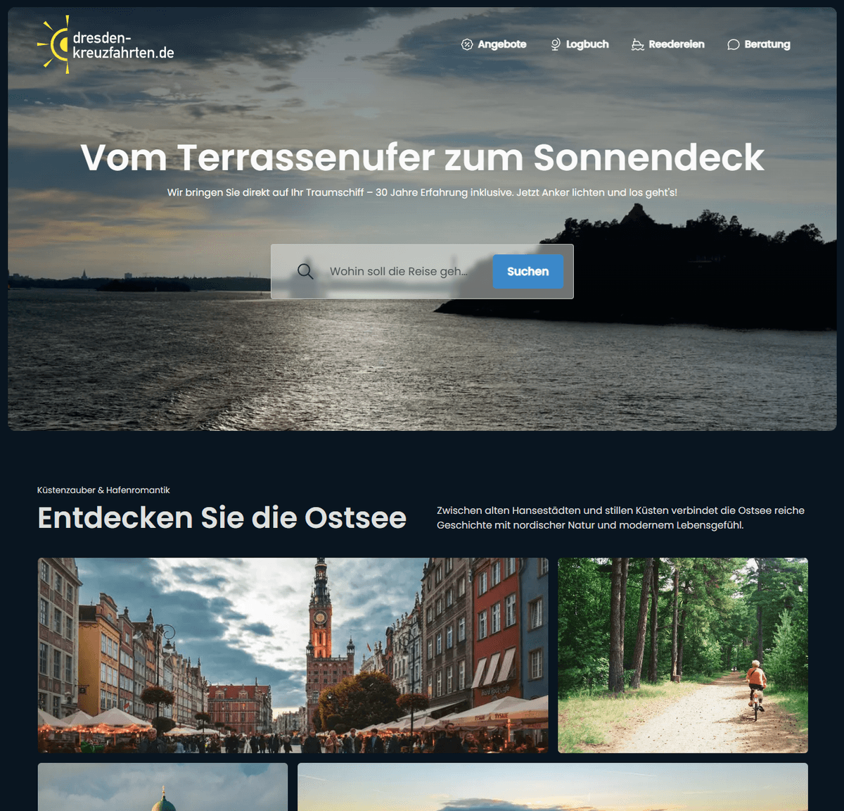Screen der Webseite dresden-kreuzfahrten.de