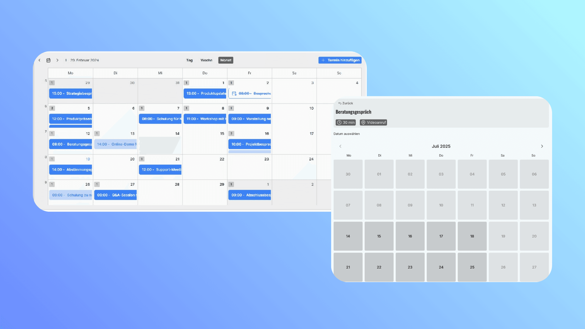 Lass Kunden direkt auf deiner Webseite Termine für Workshops, Beratungen oder Events buchen - mit dem Buchungskalender von Neuvernetzung.