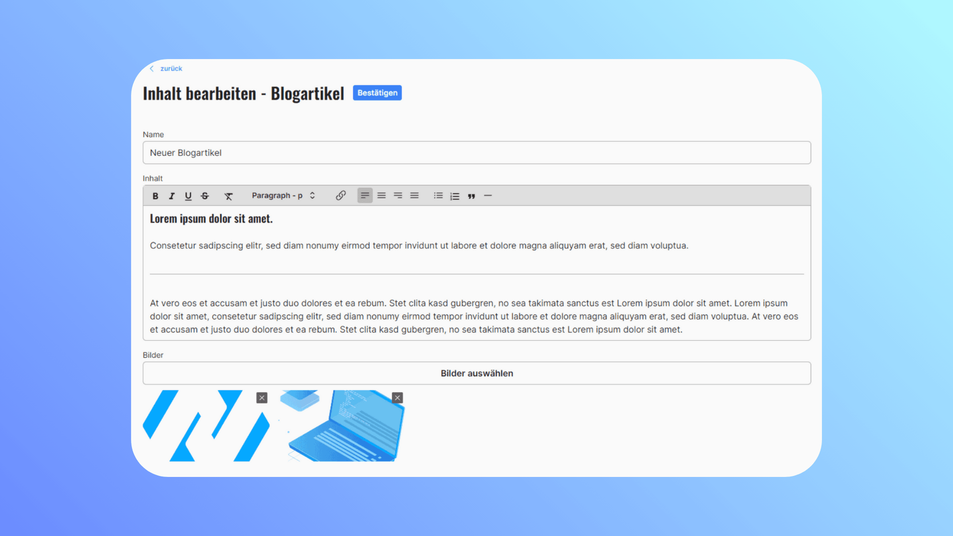 Halte den Content deiner Webseite immer aktuell. Mit der Inhaltsverwaltung stellst du Texte, Bilder oder Videos im Handumdrehen online.