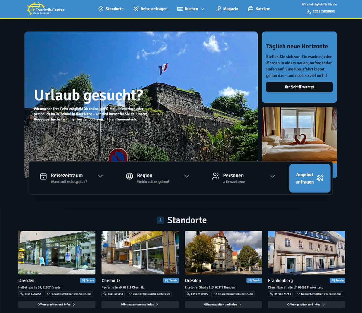 Screen der Webseite touristik-center.com